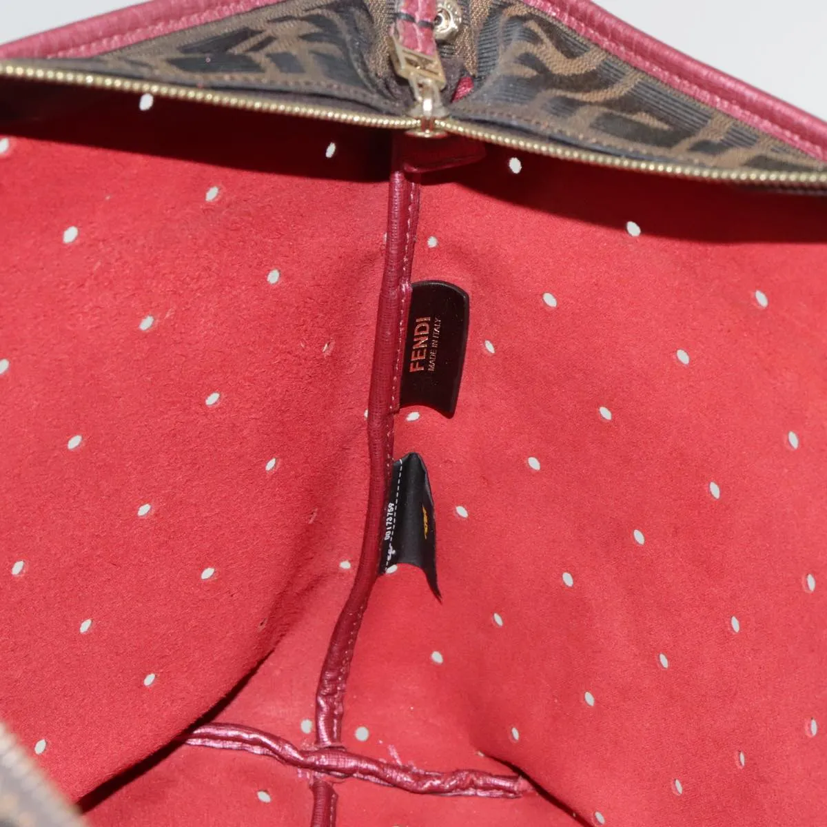 FENDI Tote Bag Leather Pink Gold fm3867