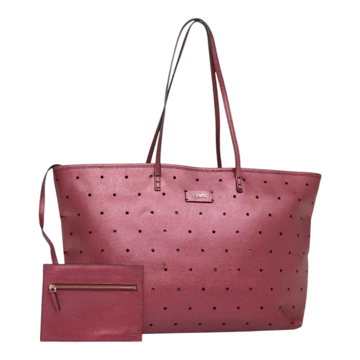FENDI Tote Bag Leather Pink Gold fm3867