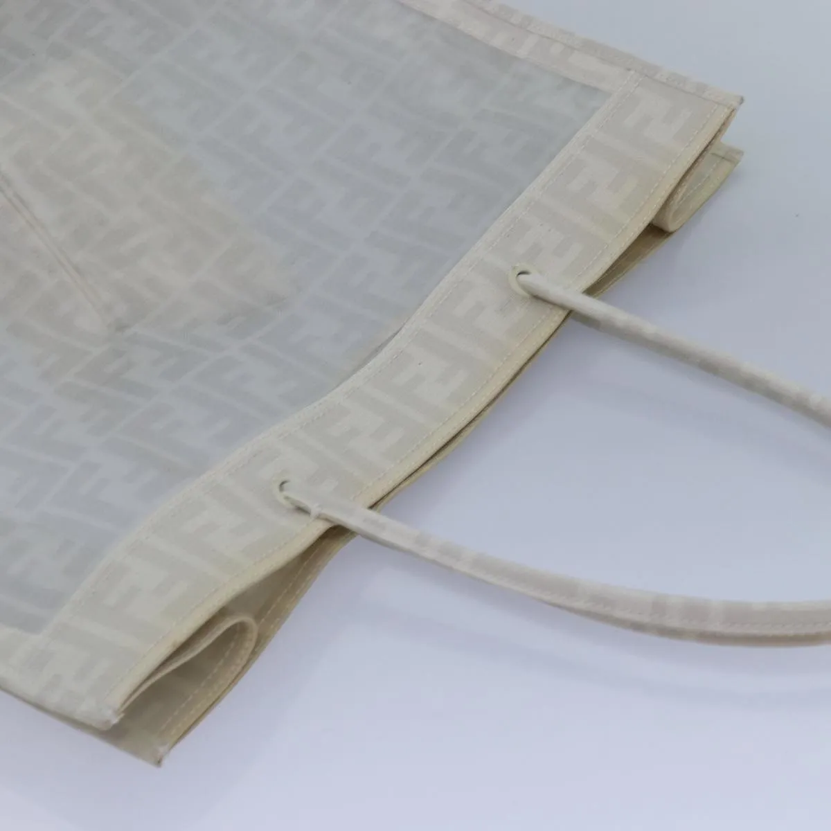FENDI Tote Bag Nylon White Silver hk1586