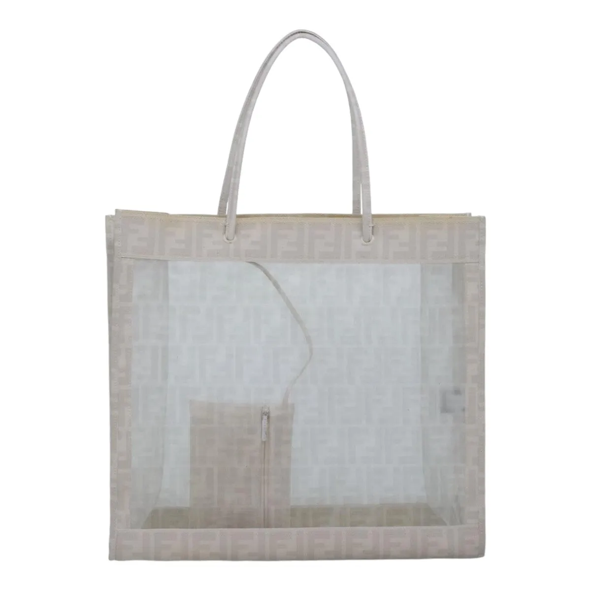 FENDI Tote Bag Nylon White Silver hk1586