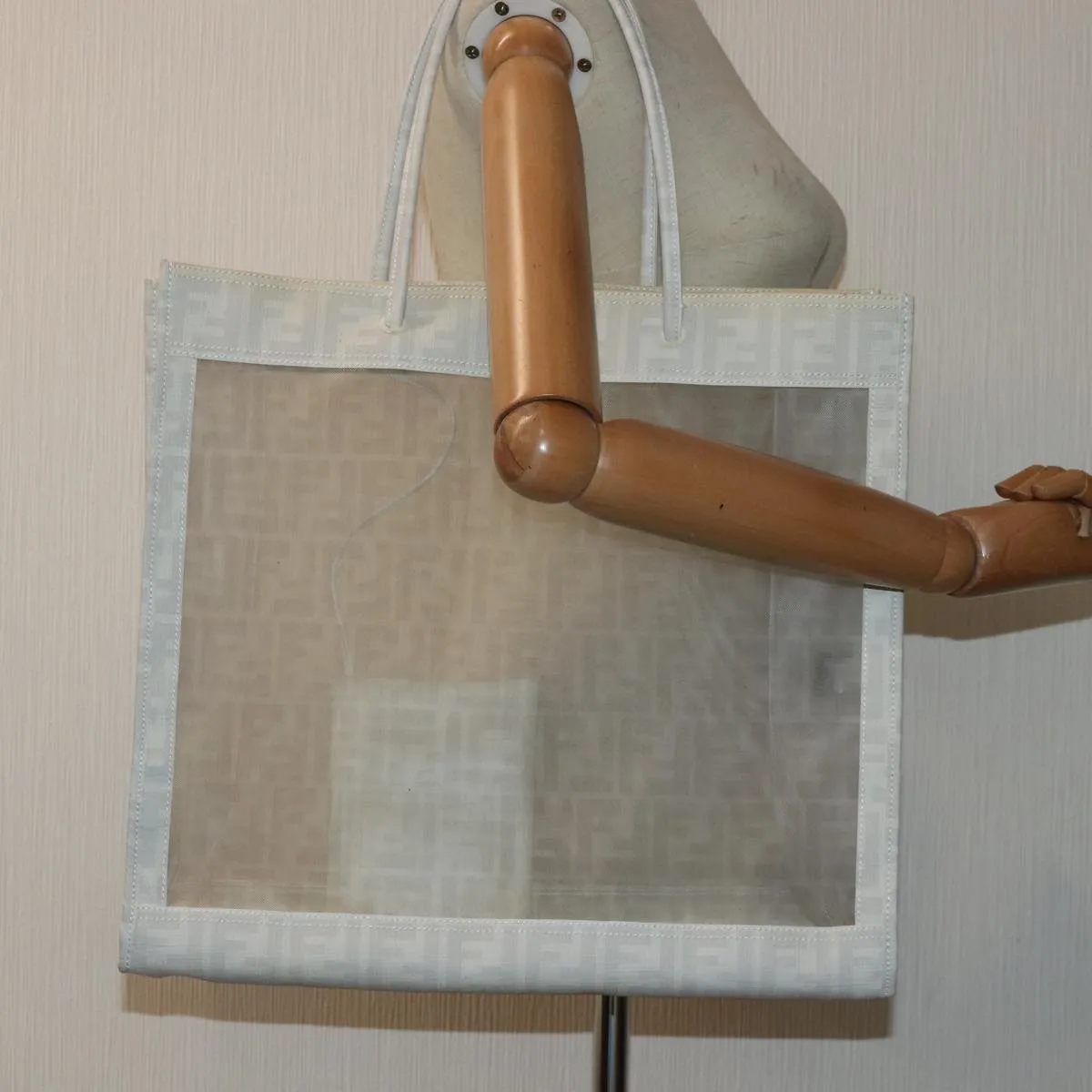 FENDI Tote Bag Nylon White Silver hk1586