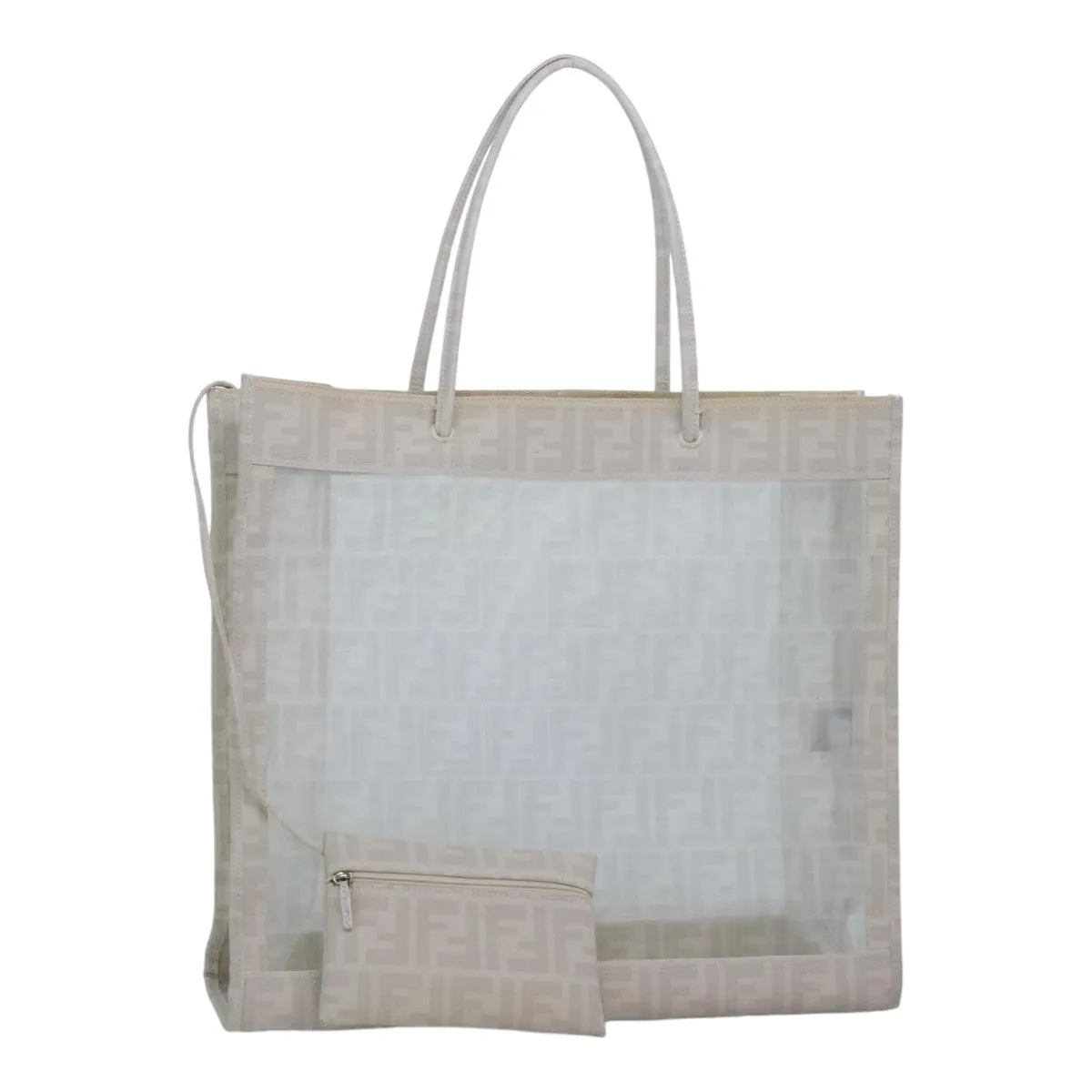 FENDI Tote Bag Nylon White Silver hk1586