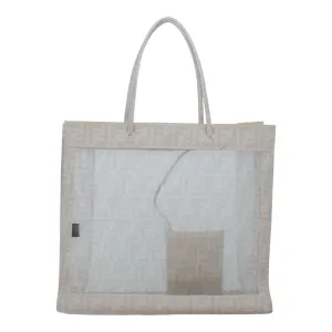 FENDI Tote Bag Nylon White Silver hk1586