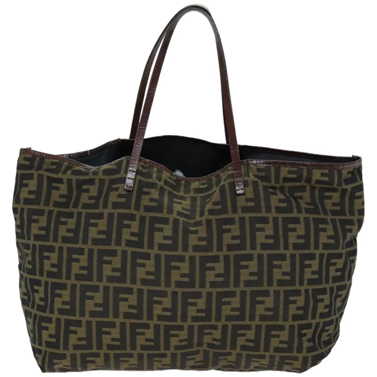 FENDI Zucca Canvas Tote Bag Black Brown 76181