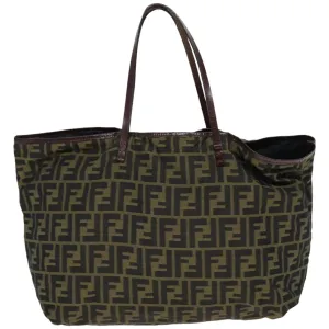 FENDI Zucca Canvas Tote Bag Black Brown 76181