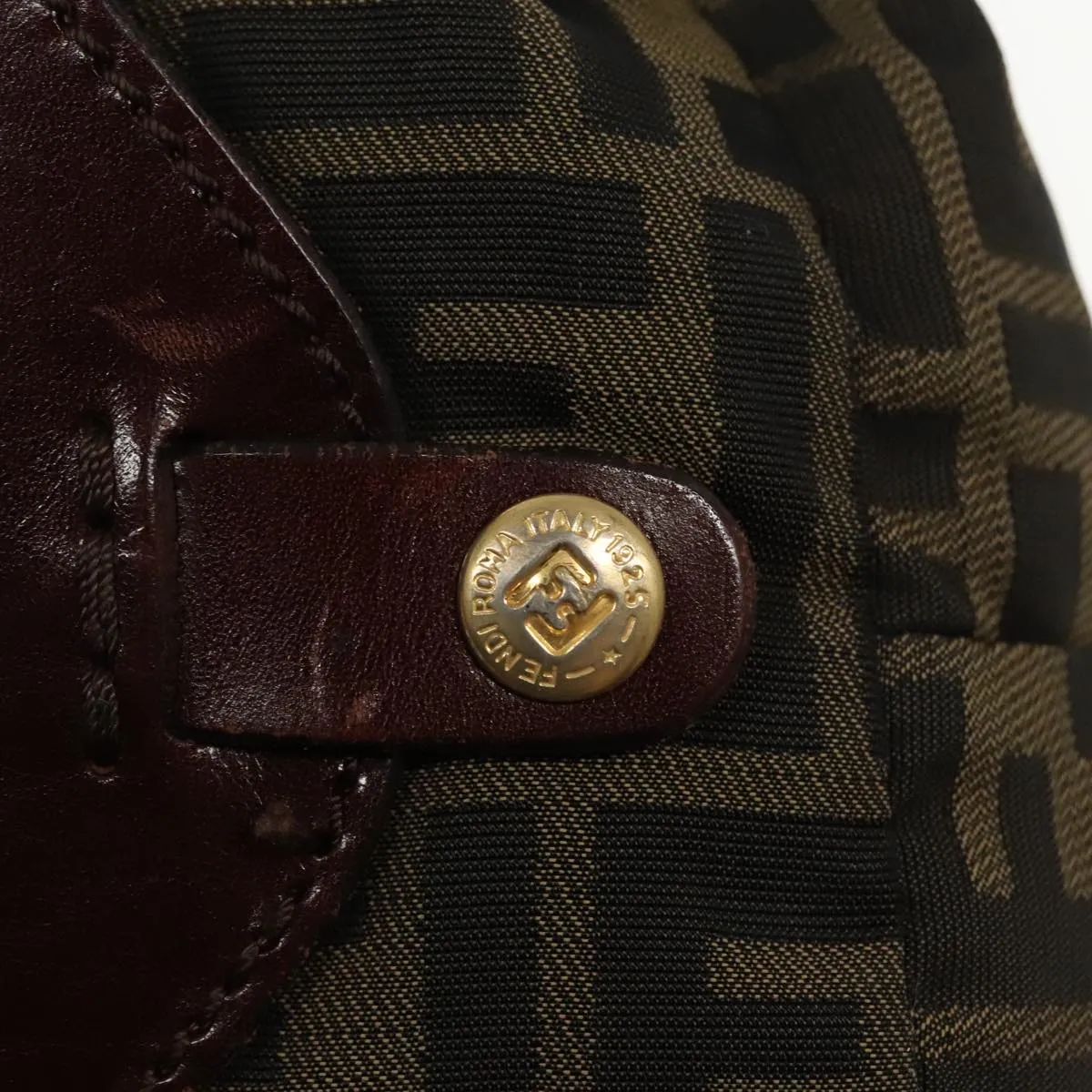 FENDI Zucca Canvas Tote Bag Brown Black gold 95031