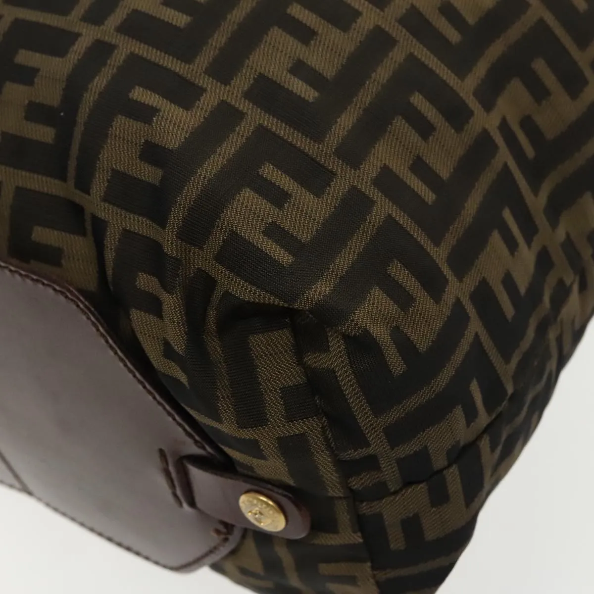 FENDI Zucca Canvas Tote Bag Brown Black gold 95031