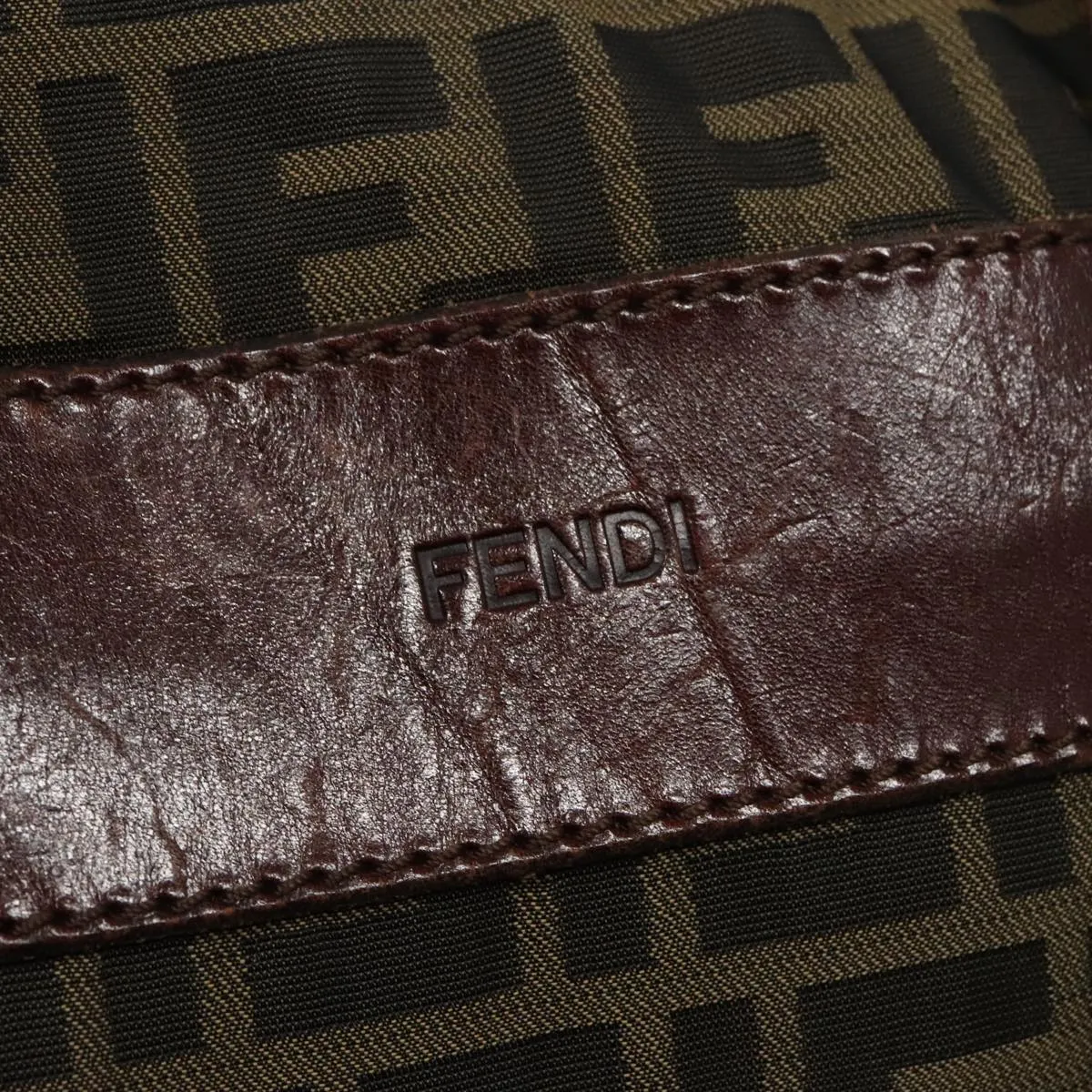 FENDI Zucca Canvas Tote Bag Brown Black gold 95031