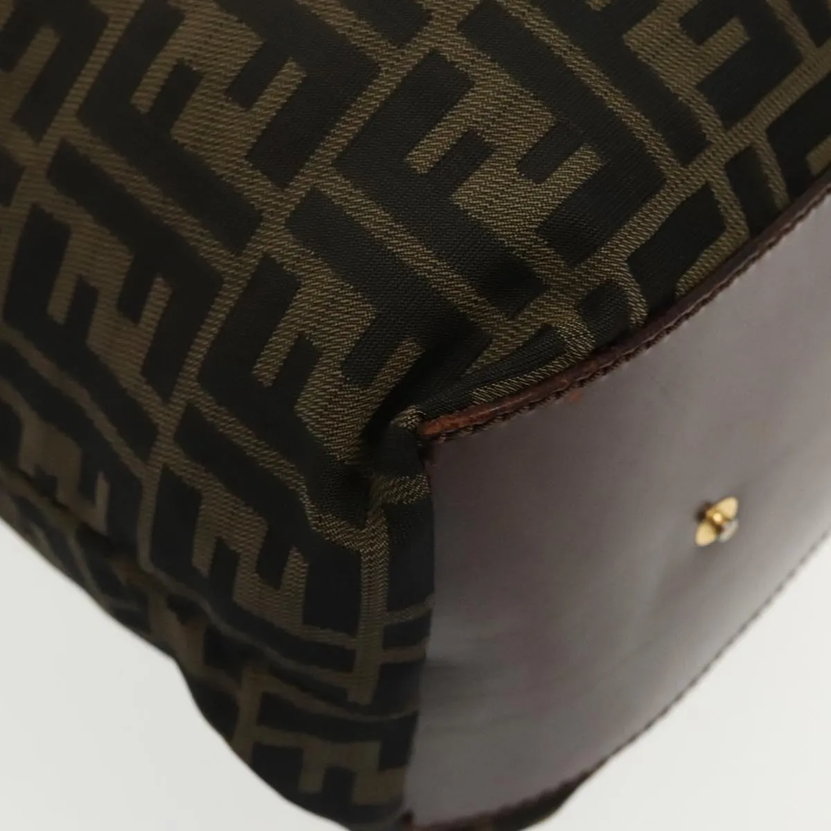 FENDI Zucca Canvas Tote Bag Brown Black gold 95031