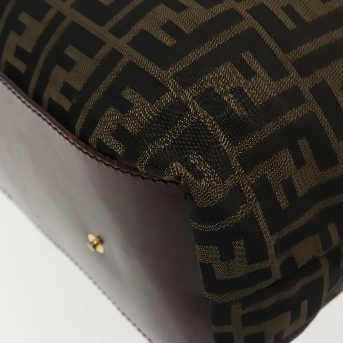 FENDI Zucca Canvas Tote Bag Brown Black gold 95031