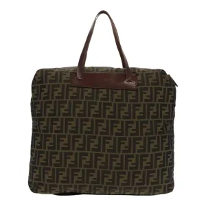 FENDI Zucca Canvas Tote Bag Brown Black gold 95031
