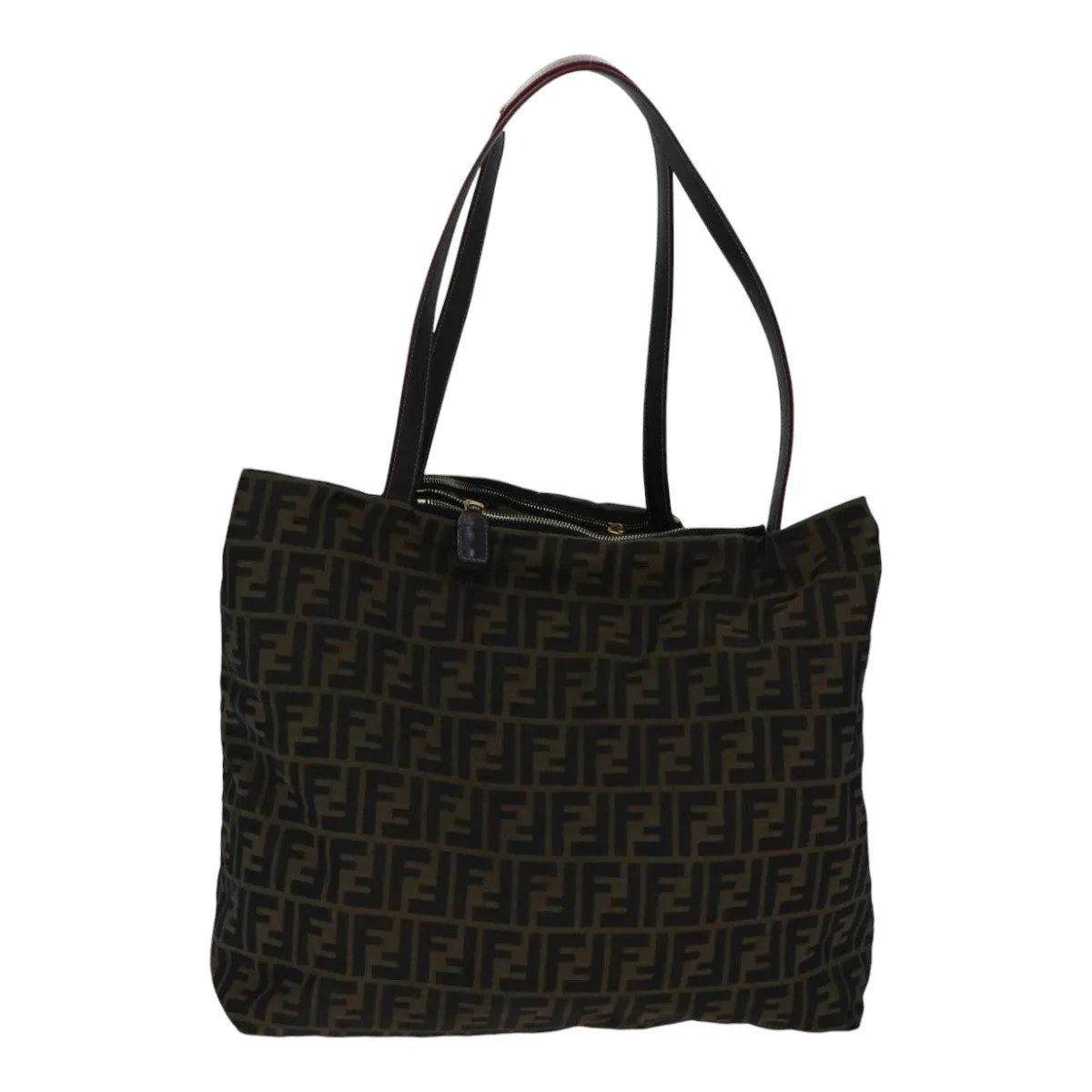 FENDI Zucca Canvas Tote Bag Brown Black gold ep5516