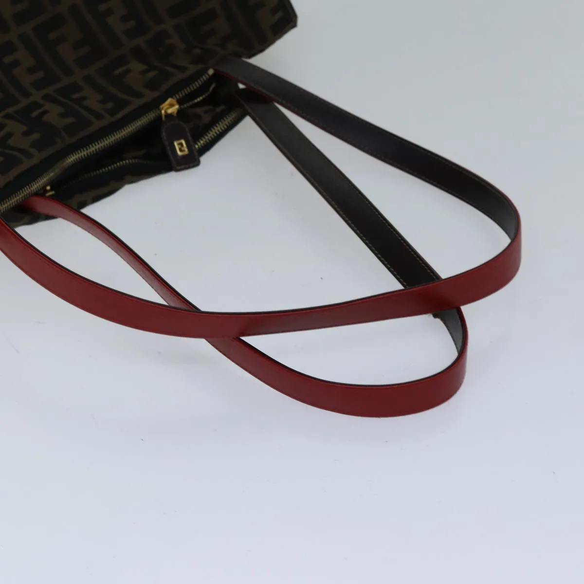 FENDI Zucca Canvas Tote Bag Brown Black gold ep5516