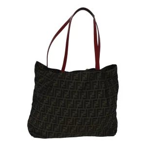 FENDI Zucca Canvas Tote Bag Brown Black gold ep5516