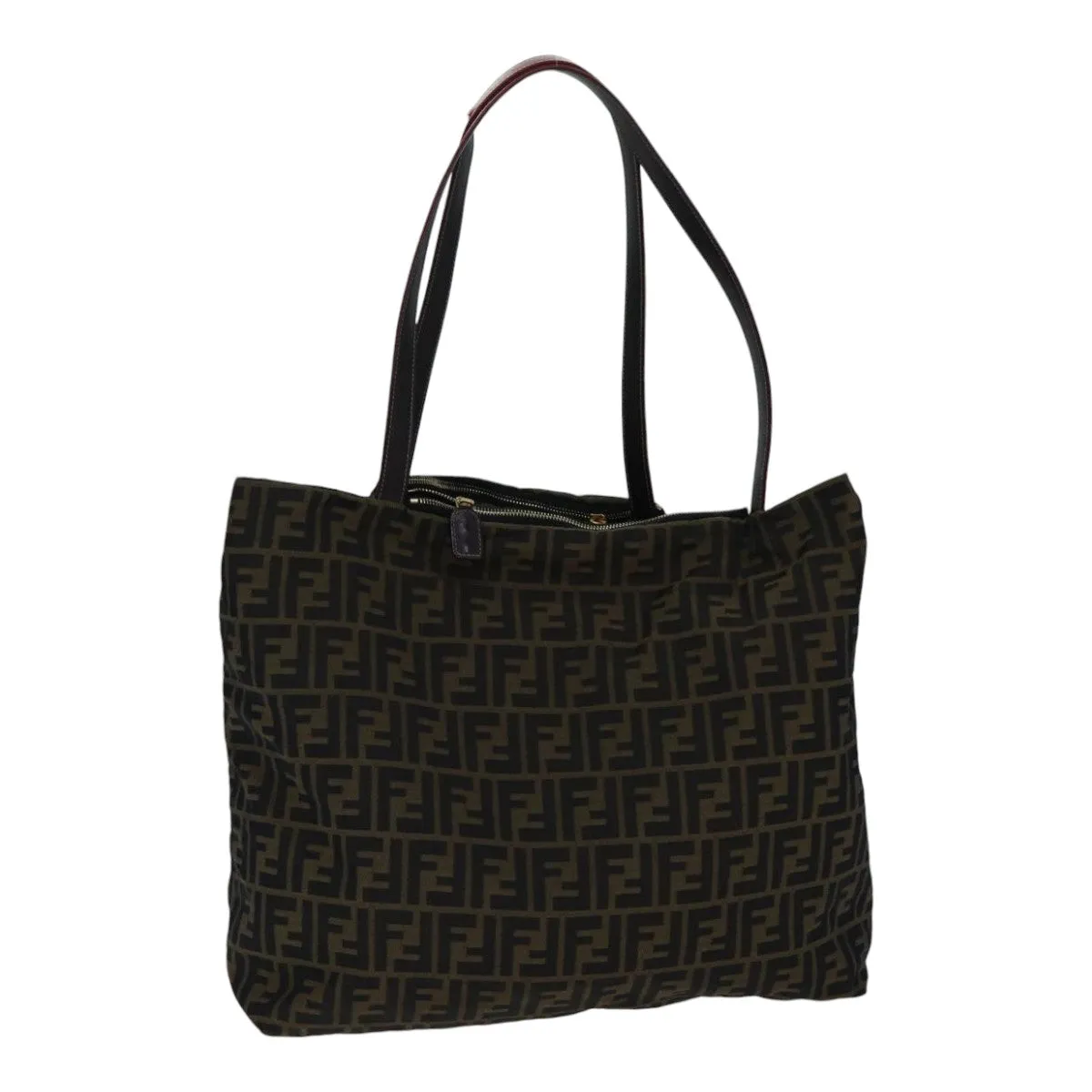 FENDI Zucca Canvas Tote Bag Brown Black gold ep5516