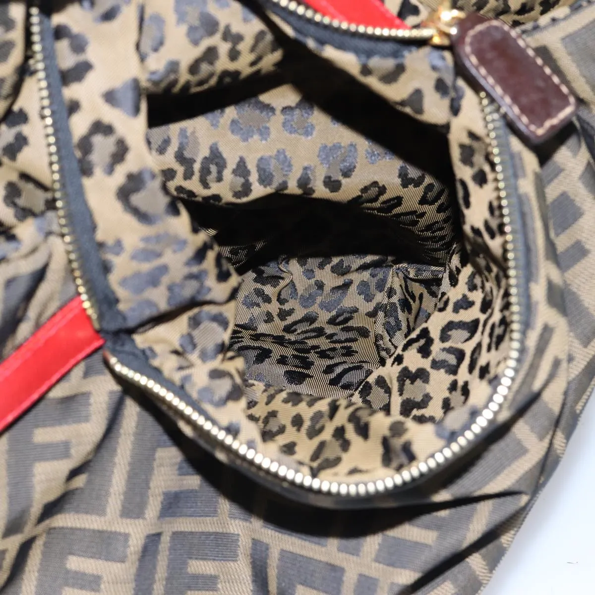 FENDI Zucca Canvas Tote Bag Brown Black gold ep5516