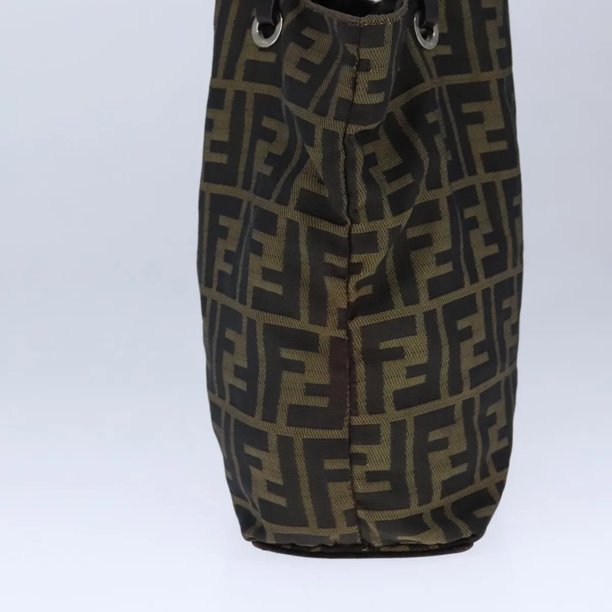 FENDI Zucca Canvas Tote Bag Brown Black Silver 106829