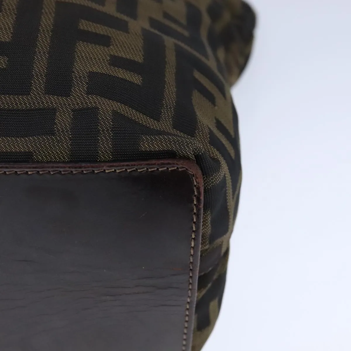 FENDI Zucca Canvas Tote Bag Brown Black Silver 106829