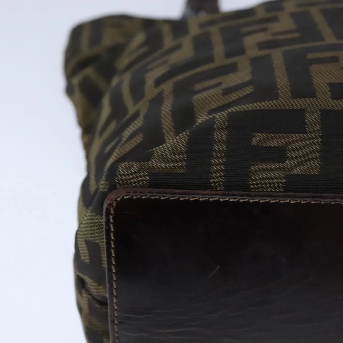 FENDI Zucca Canvas Tote Bag Brown Black Silver 106829
