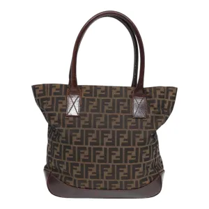 FENDI Zucca Canvas Tote Bag Brown Black yk14553