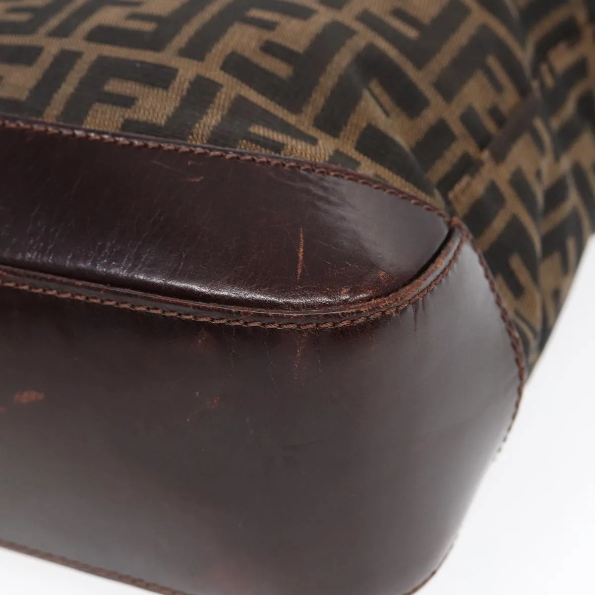 FENDI Zucca Canvas Tote Bag Brown Black yk14553