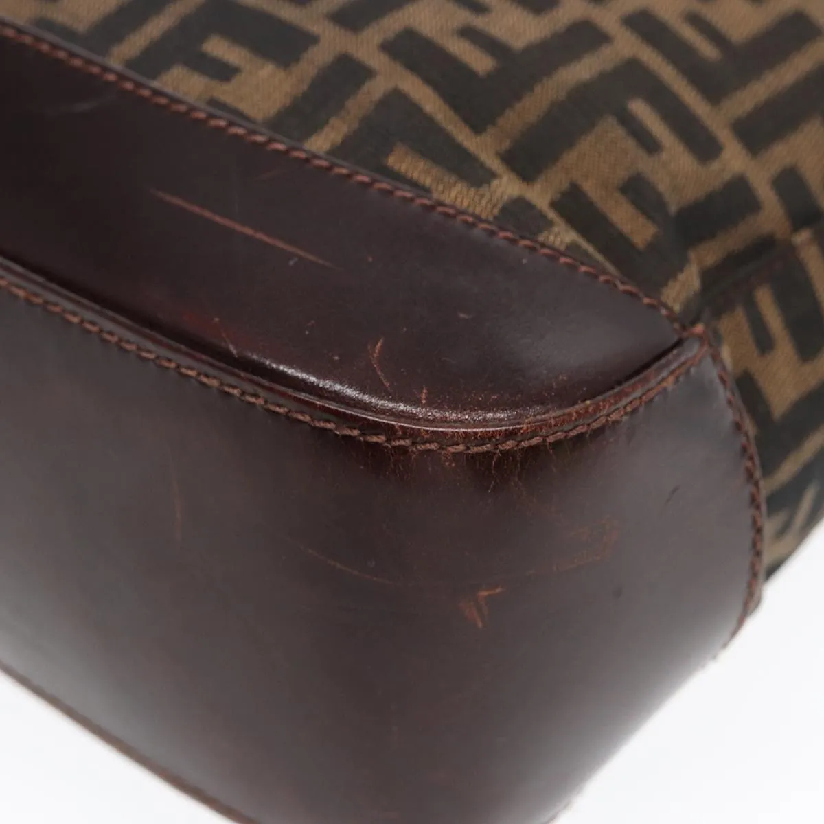FENDI Zucca Canvas Tote Bag Brown Black yk14553