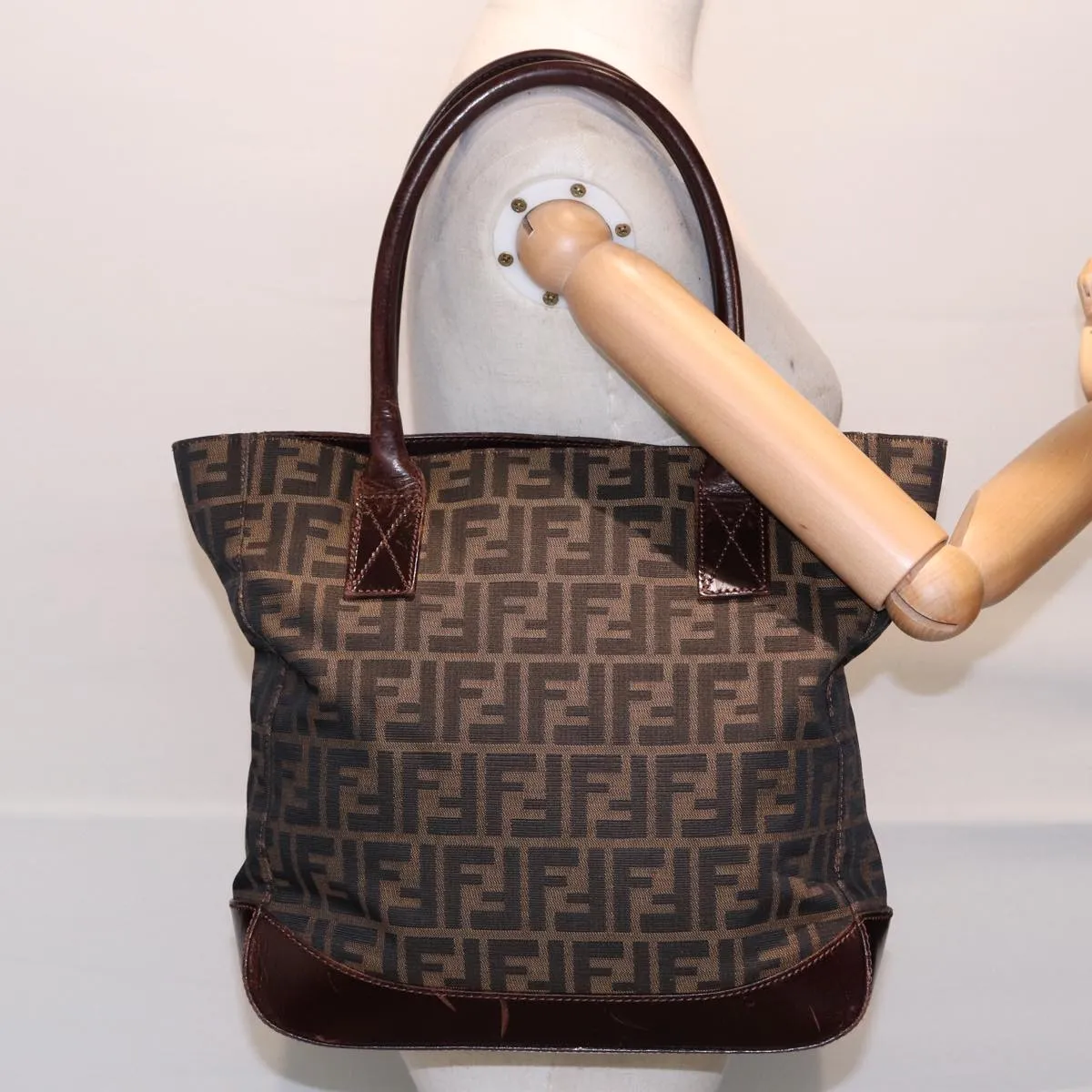 FENDI Zucca Canvas Tote Bag Brown Black yk14553