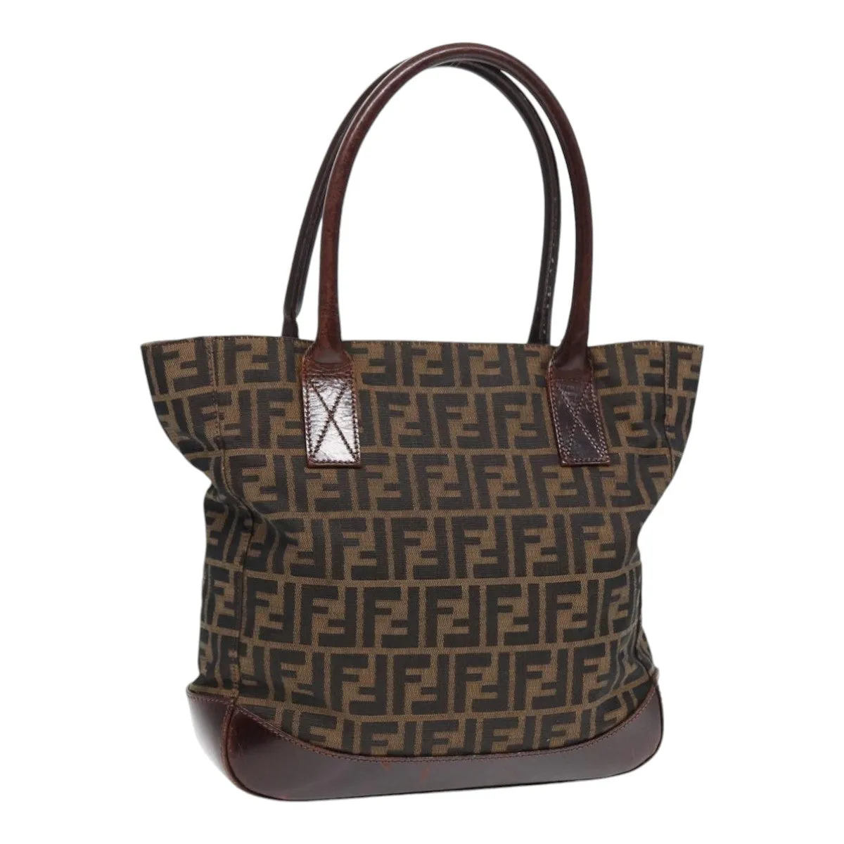 FENDI Zucca Canvas Tote Bag Brown Black yk14553