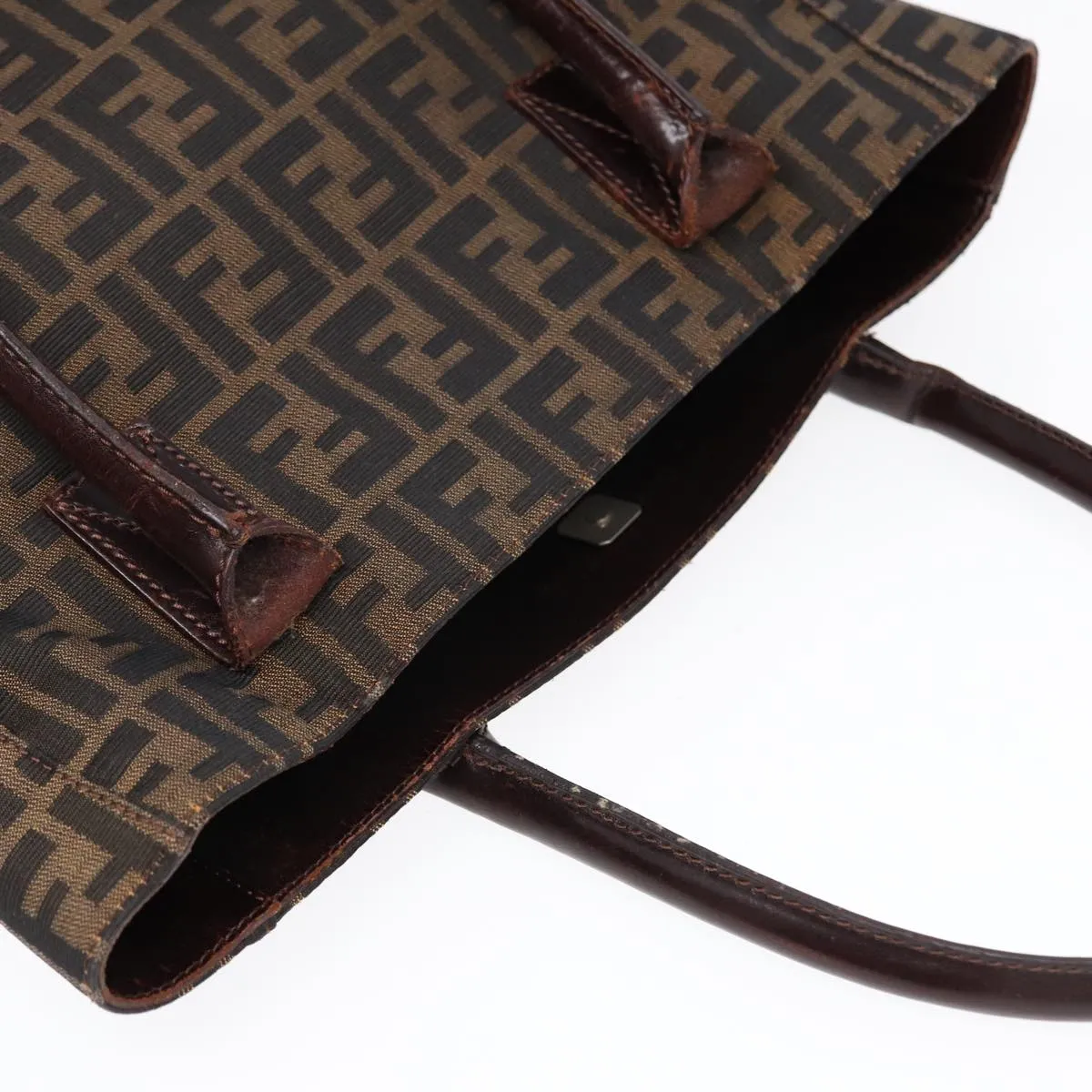FENDI Zucca Canvas Tote Bag Brown Black yk14553