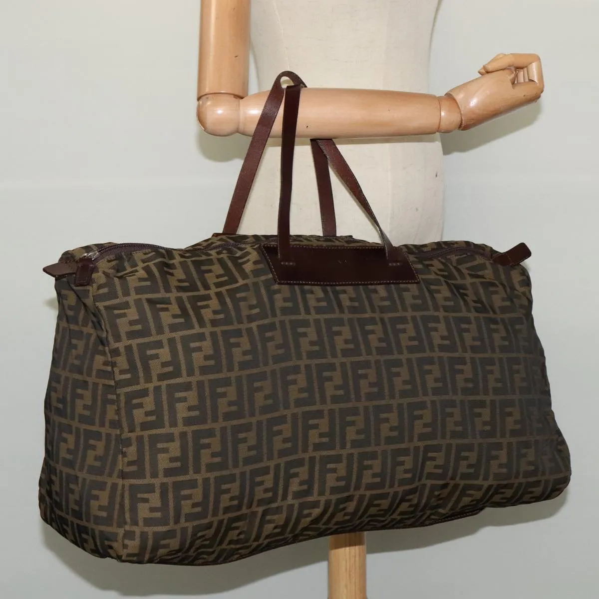 FENDI Zucca Canvas Tote Bag Brown Black yk17053