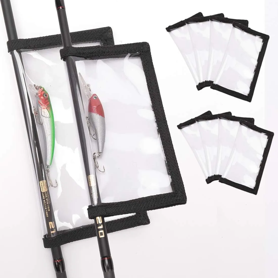 Fishing Lure Wraps 10 Packs Durable Clear PVC Lure Covers Keeps Fishing Safe Easily See Lures Fishing Hook Covers Bait Storage 5 Large 4.3" W x 7.9" L   5 Medium 3.9" W x 7.1" L (10pcs 5L 5M)