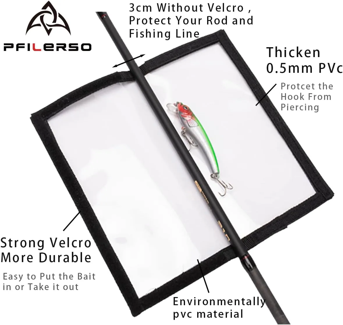 Fishing Lure Wraps 12PCS Clear See-Through PVC Fishing Lure Covers Protect Children Pets and Fishermen Safe from Sharp Hook Transparent Lures Fishing Bait Hook Storage 6L 6M