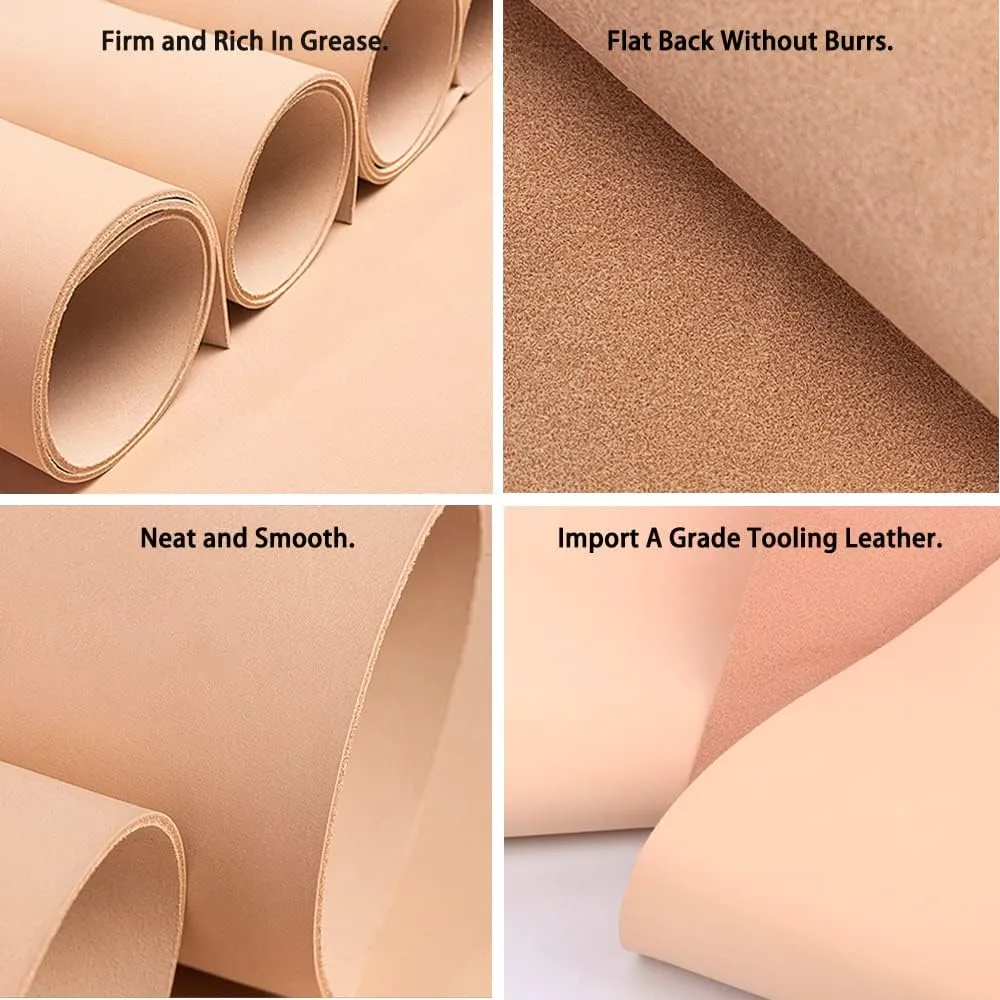 Flawless 2PCS 11.5''X12'' Vegetable Tanned Leather 5-6oz Precut| Import A Grade Tooling Leather Hide Full Grain Vegetable Tanned Leather for Carving, Molding(2PCS 11.5''x12'' 1.9-2.3mm)