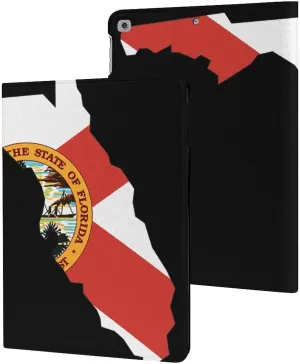 Florida State Flag Map Fashion Case Compatible with ipad 2017/2018/Air1/Air2 (9.7in) Waterproof Protective Cover Adjustable Stand Auto Sleep/Wake