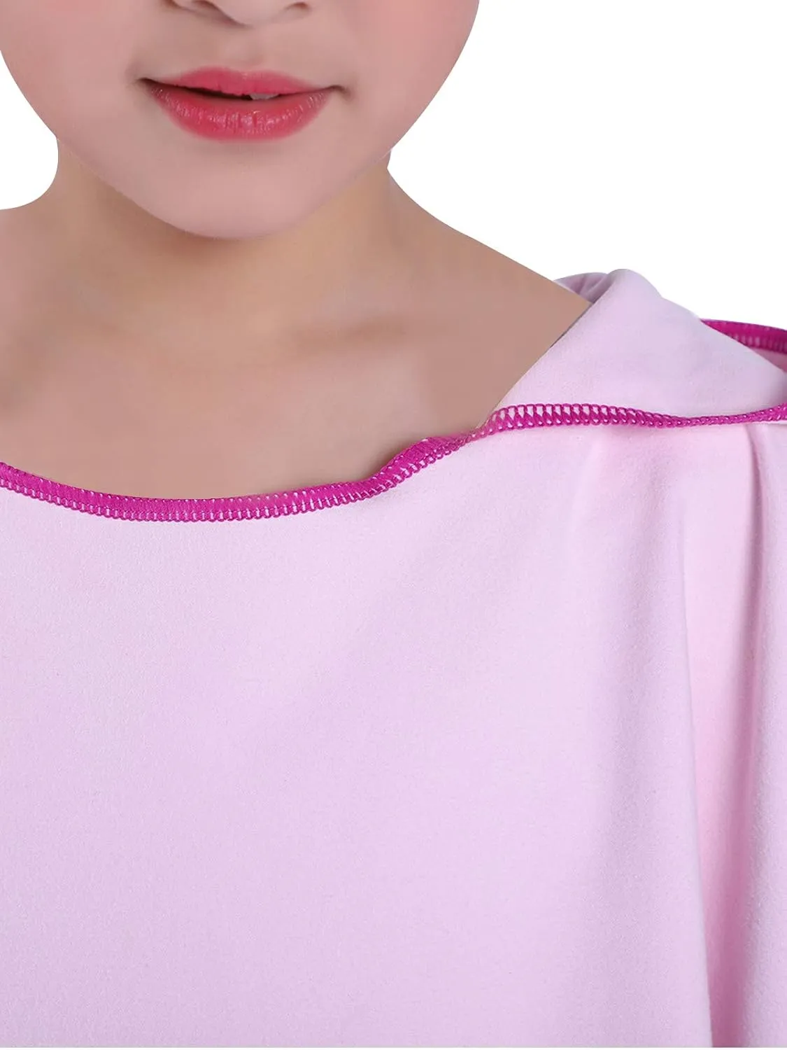 FLYILY Beach Changing Towel Quick-Dry Surf Poncho Robe with Pocket Hooded Wetsuit Adjustable Sleeves Surfing Swimming Bathing(LightPink,S)