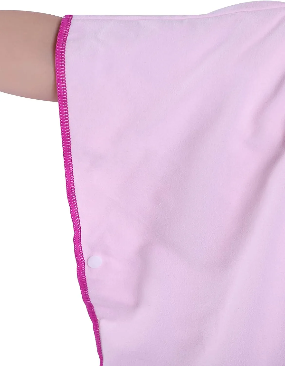 FLYILY Beach Changing Towel Quick-Dry Surf Poncho Robe with Pocket Hooded Wetsuit Adjustable Sleeves Surfing Swimming Bathing(LightPink,S)