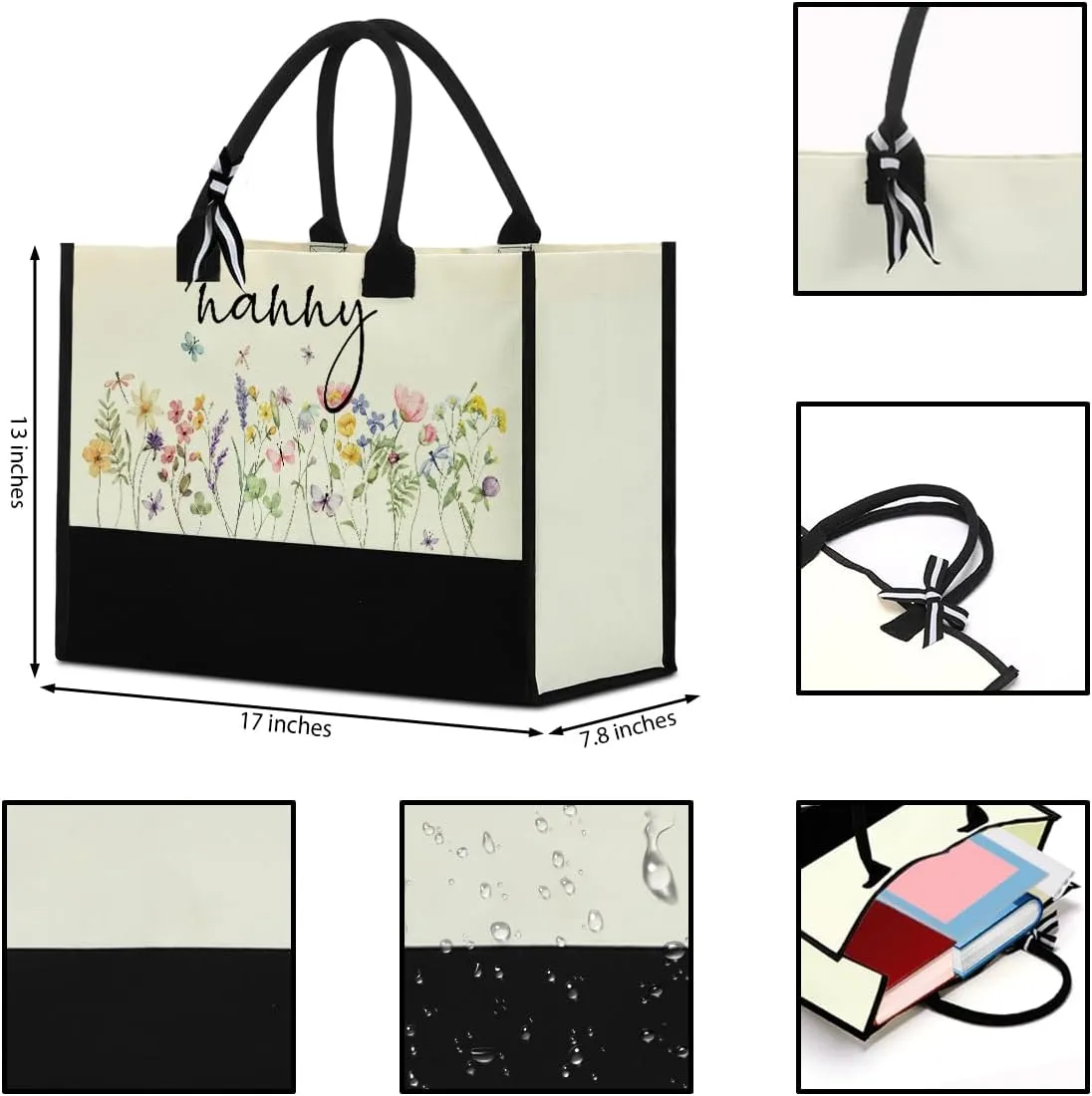 Fokongna Girls Trip Beach Bag Mimi Gigi Granny Nana Mama Abuela Nanny Housewarming Gifts Women Reusable Canvas Tote Bag