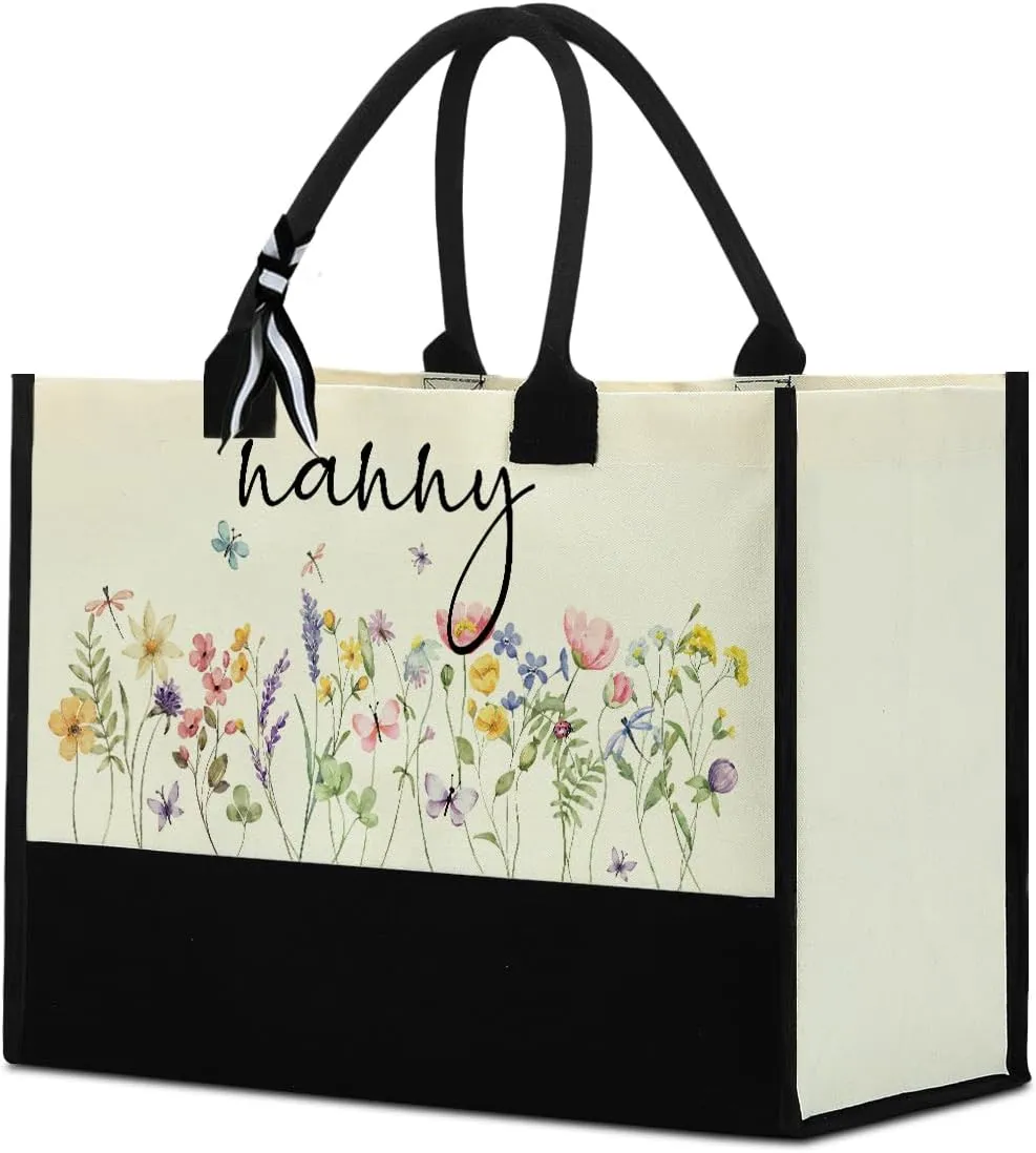 Fokongna Girls Trip Beach Bag Mimi Gigi Granny Nana Mama Abuela Nanny Housewarming Gifts Women Reusable Canvas Tote Bag