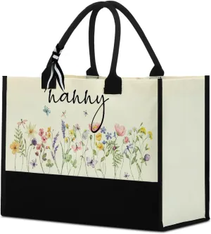 Fokongna Girls Trip Beach Bag Mimi Gigi Granny Nana Mama Abuela Nanny Housewarming Gifts Women Reusable Canvas Tote Bag
