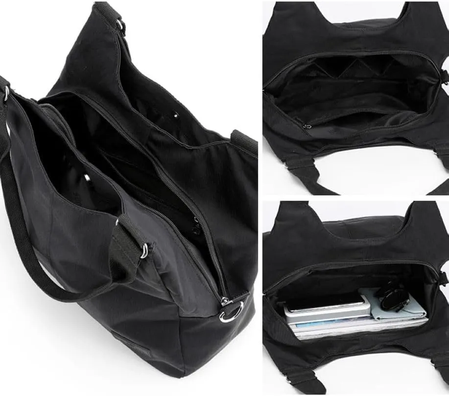 Foldable Tote Bag With Zipper, Large Purses for Women Shoulder Bag,Top Handle Satchel Handbag for Travel Work