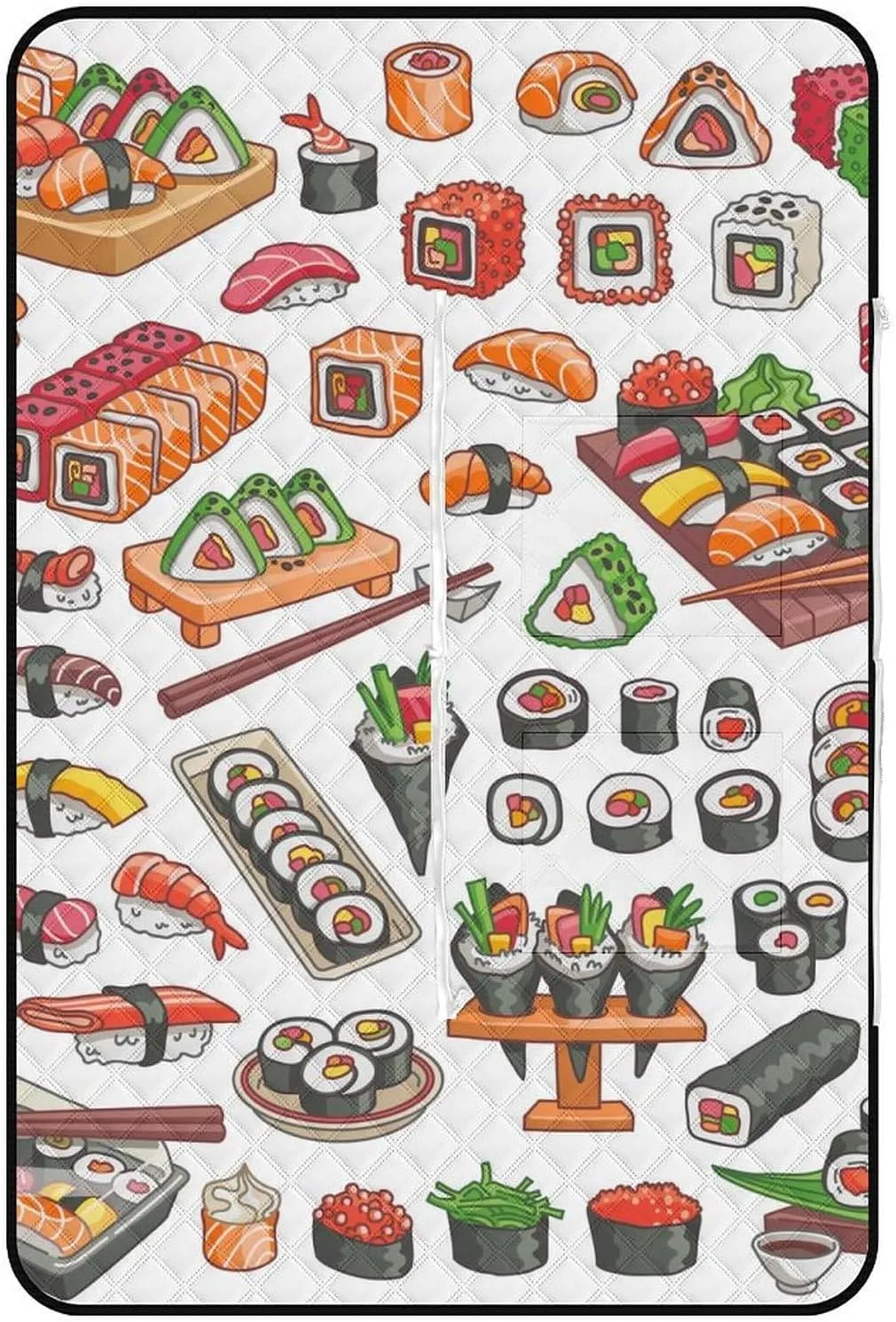 Food Picnic Blankets Set of 2 Large Sushi Patterns Camping Blanket Beach Mat Sand Free Foldable with Carry Strap,Camping Rugs for Outside Your Yv