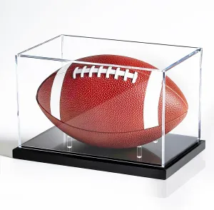 Football Display Case, Acrylic Football Case Display Clear, UV Protected Memorabilia Holder, Football Stand for Autographed, No Assembly Required