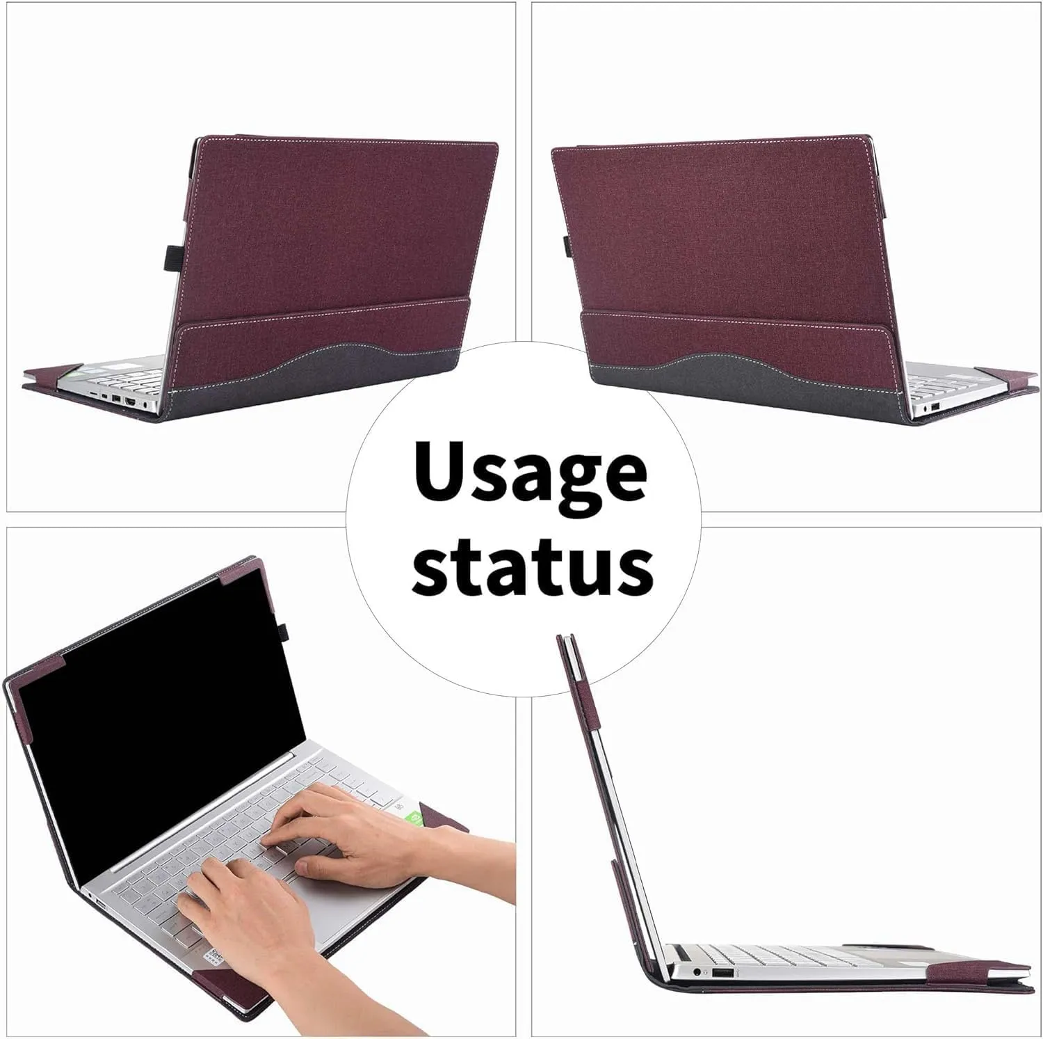 for Dell Inspiron 15 3535 Laptop Case 15.6 inch Inspiron 15 3530 Notebook PU Leather Case Accessories (Wine red)