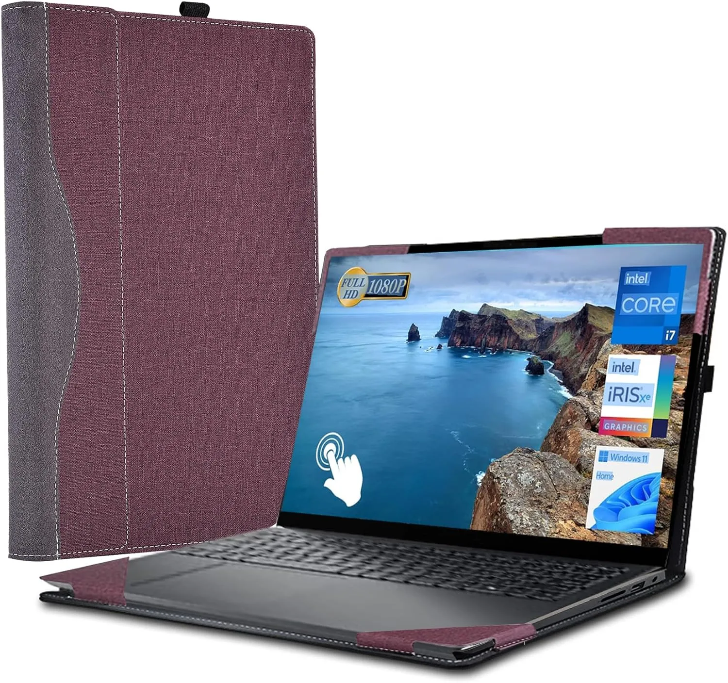 for Dell Inspiron 15 3535 Laptop Case 15.6 inch Inspiron 15 3530 Notebook PU Leather Case Accessories (Wine red)