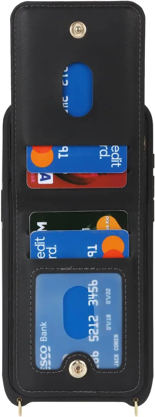 for iPhone 15 Pro Max Wallet Case with Card Holder, for iPhone 15 Pro Max Case Wallet with Strap Credit Card Slot, Crossbody Bag with Zipper Case for iPhone15 Pro Max - Black