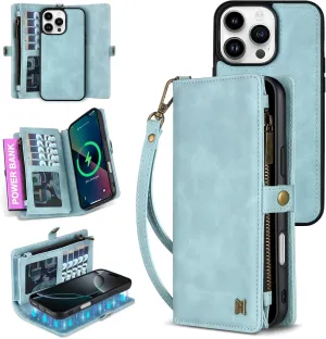 for iPhone 16 Pro Wallet Case,Fashionable Leather Wallet Handbag Phone Case,Stylish Crossbody Protection with Card Slots & Anti-Slip Design(Blue)