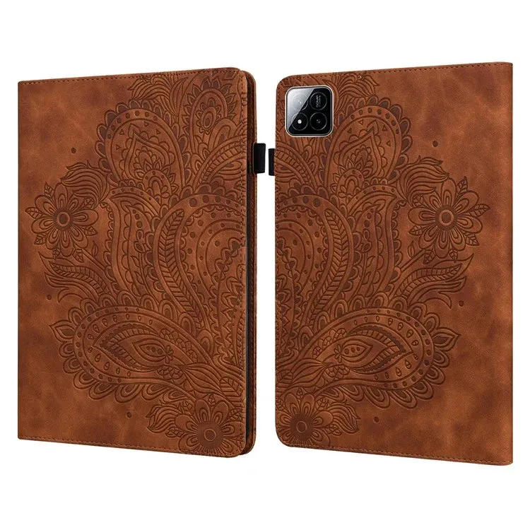 For Xiaomi Pad 7 Pro  /  Pad 7 Case Peacock Flower Pattern Card Holder Leather Tablet Cover