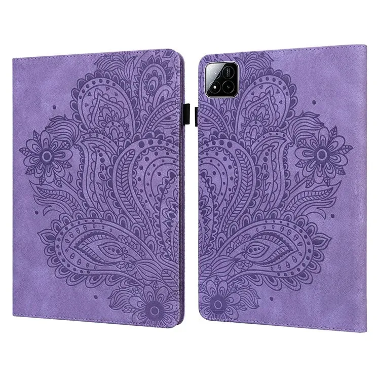 For Xiaomi Pad 7 Pro  /  Pad 7 Case Peacock Flower Pattern Card Holder Leather Tablet Cover