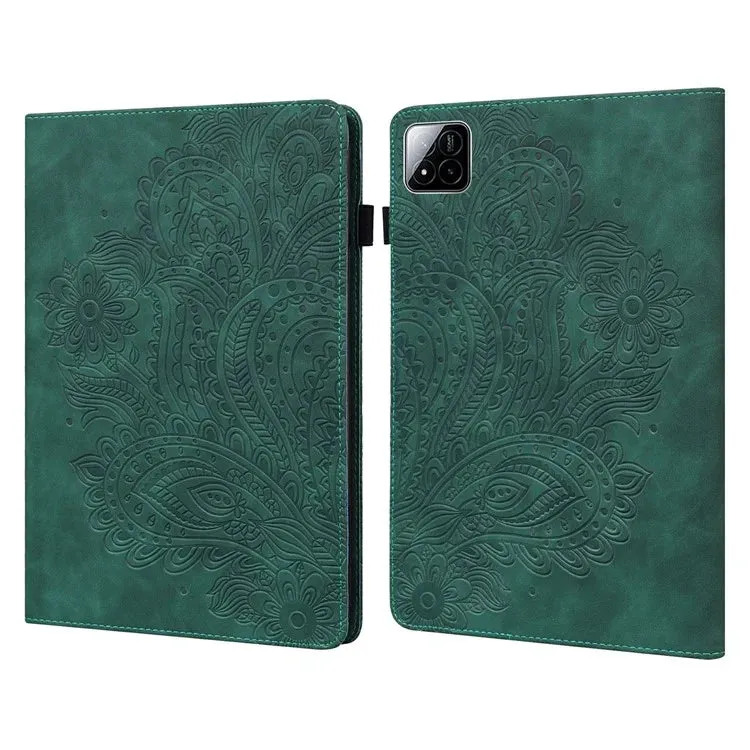 For Xiaomi Pad 7 Pro  /  Pad 7 Case Peacock Flower Pattern Card Holder Leather Tablet Cover