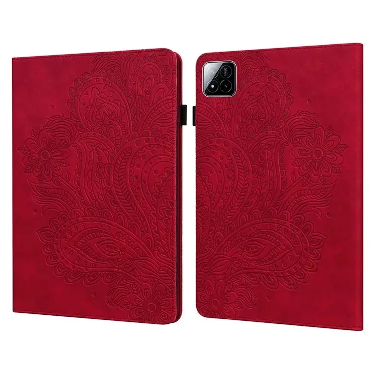 For Xiaomi Pad 7 Pro  /  Pad 7 Case Peacock Flower Pattern Card Holder Leather Tablet Cover